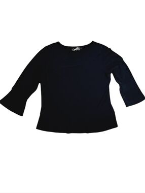 Sympli Elegant Dark Navy 3/4 Bell Sleeve Top Size 12